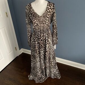 INC International Concepts Animal Print Long Sleeve Dress Maxi Dress